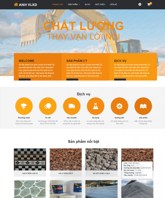 thiết kế website vật liệu xây dựng tại đà nẵng