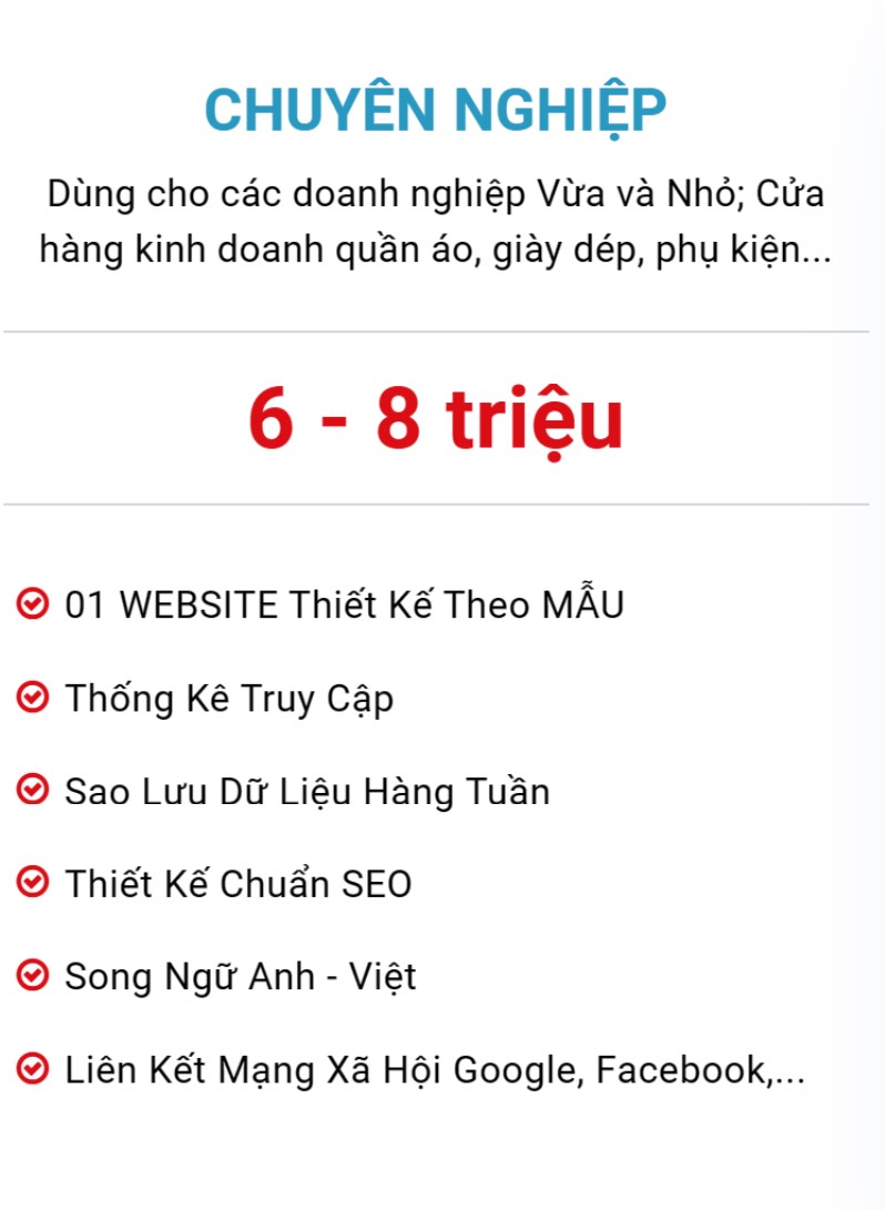 Gói thiết kế website Đà Nẵng Chuyên nghiệp
