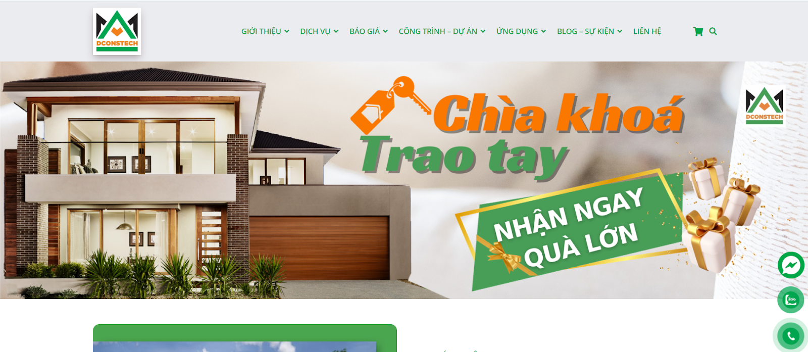 Các tính năng trên website Dconstech