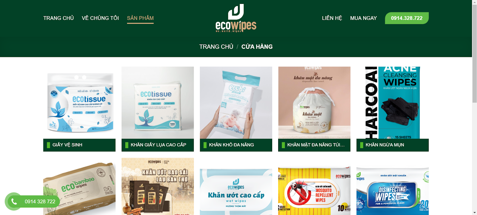 Trang sản phẩm EcoWipes