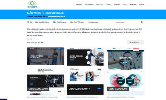 Thiêt kế Website rửa xe