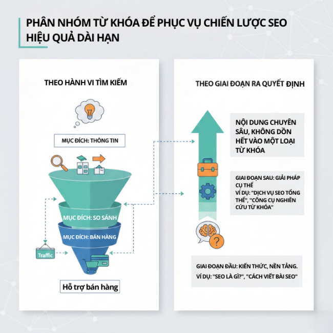 phân nhóm từ khóa để phục vụ chiến lược SEO hiệu quả dài hạn
