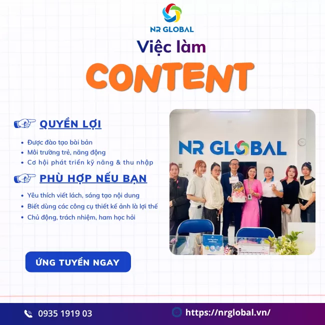 Việc Làm Content Đà Nẵng: NR Global Mở Vị Trí Mới